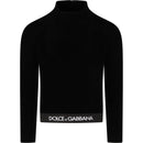 black turtleneck with logo-waistband
