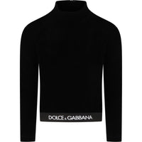 black turtleneck with logo-waistband