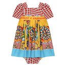 short-sleeve dress set in multicolour