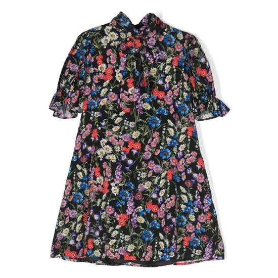 FLORAL-PRINT SILK MINI DRESS