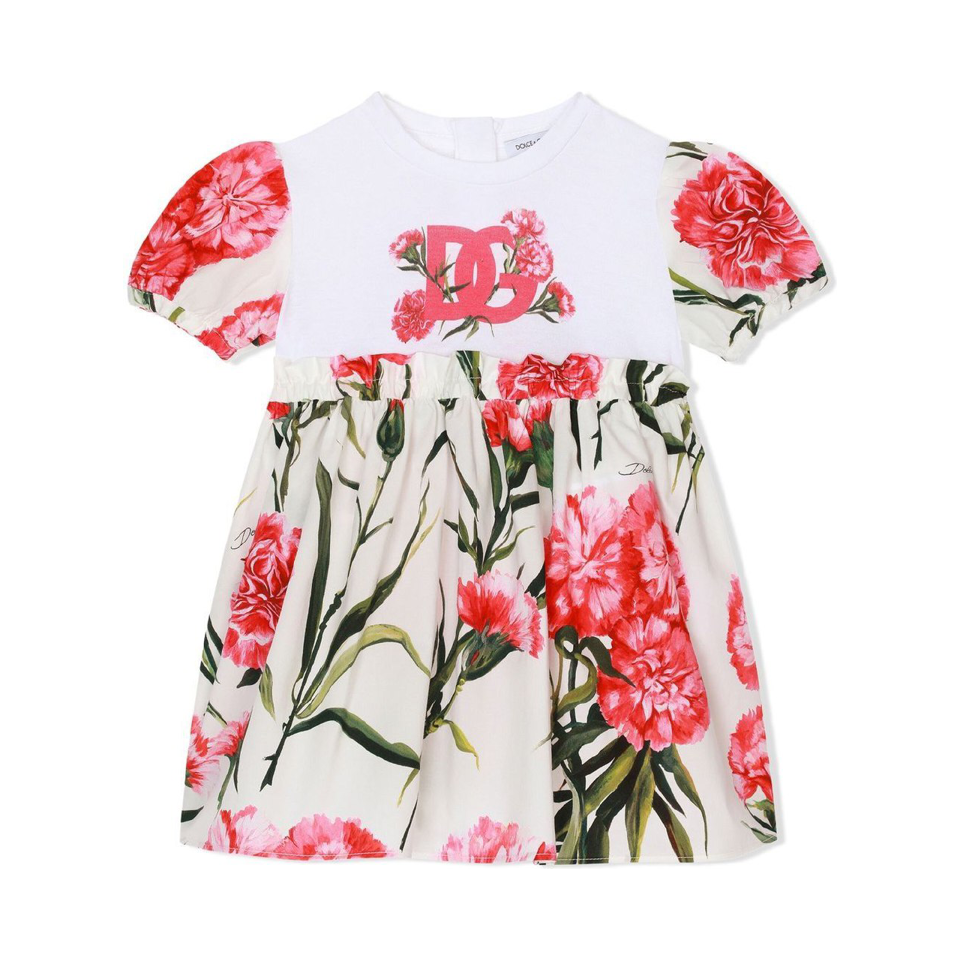 short-sleeve dress set in white