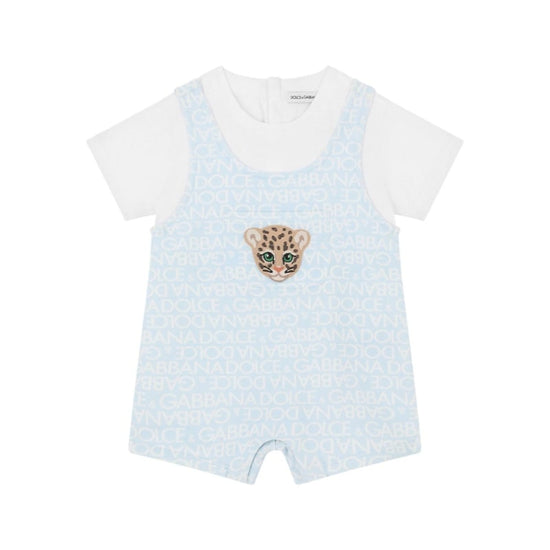 SHORT SLEEVES ROMPER WITH ANIMAL PATCH