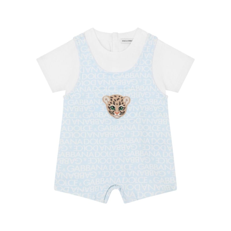 short sleeves romper with animal patch