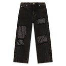 patchwork straight-leg jeans in black
