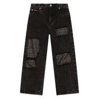 patchwork straight-leg jeans in black