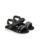 logo-tape round-toe sandals in black