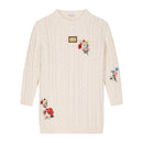 floral-embroidered wool dress in white