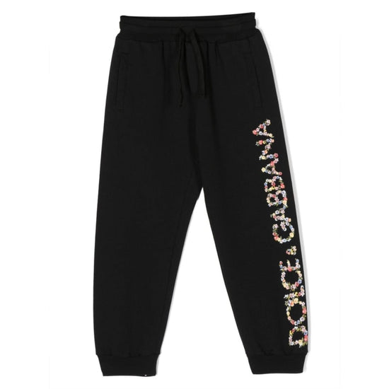 FLORAL-LOGO PRINT SWEATPANTS TRACK PANTS
