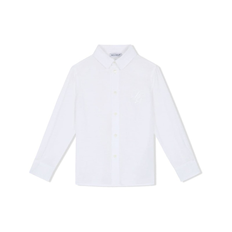 linen logo-embroidered shirt