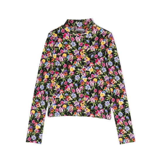 FLORAL-PRINT COTTON-BLEND TOP