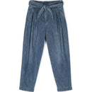 logo-patch belted denim trousers