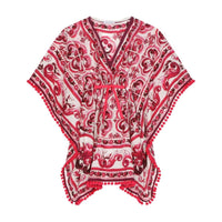 majolica-print beach caftan