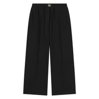black logo-plaque pleated pants