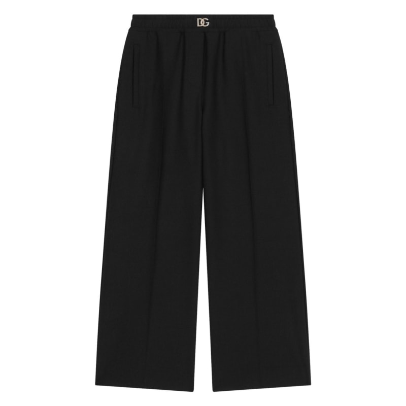 black logo-plaque pleated pants
