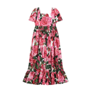 PURE COTTON DRESS WITH A ROSE PRINT