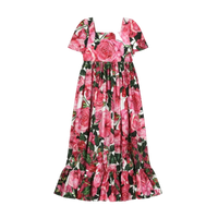 PURE COTTON DRESS WITH A ROSE PRINT