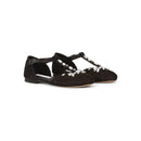 crystal-embellished lace ballerinas