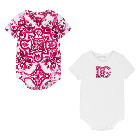 MAJOLICA-PRINT BODYSUIT BABY SET