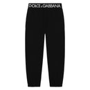 black cotton jogging pants with logo waistband