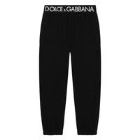 black cotton jogging pants with logo waistband