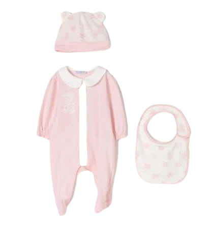 romsuitls+bib+bonnet in pink