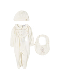 romsuitls+bib+bonnet in white