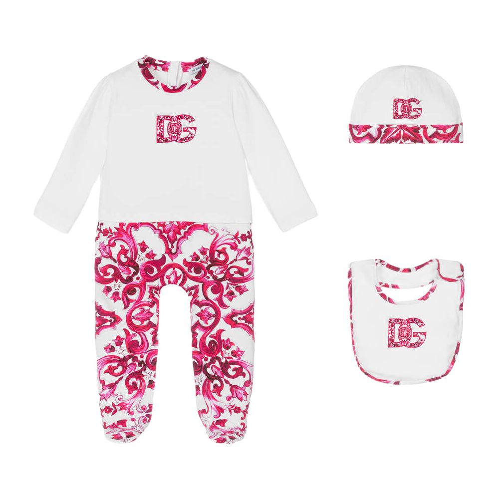 THREE-PIECE MAJOLICA-PRINT BABY SET