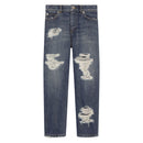 ripped straight-leg jeans