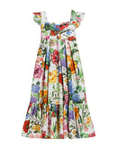 short sleeves dress in multicolour