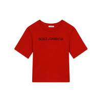 t-shirt with lettered logo in red
