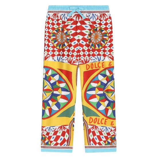 CARRETTO-PRINT SILK TROUSERS