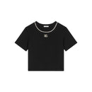 crystal-embellished black t-shirt
