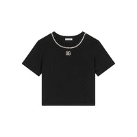 crystal-embellished black t-shirt