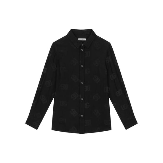 poplin jacquard tuxedo shirt with dg logo in black