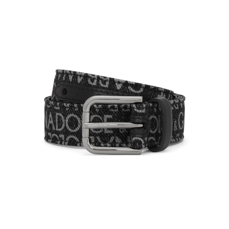 leather belt in all-over-logo print