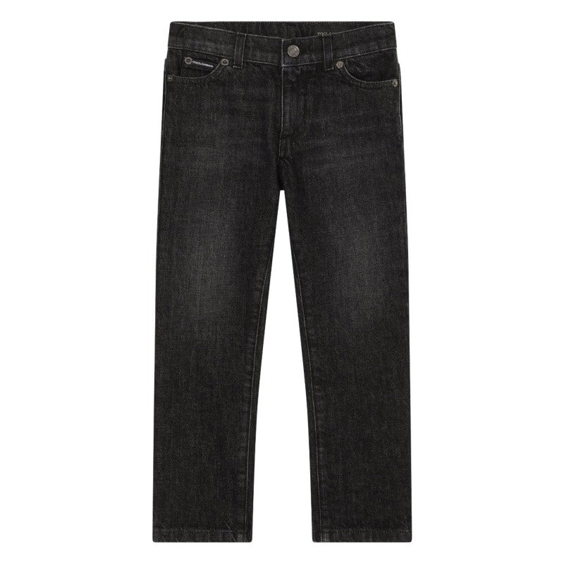 stonewashed straight-leg jeans