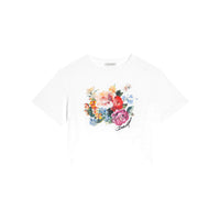 WHITE FLORAL-PRINT SHORT-SLEEVE JERSEY T-SHIRT