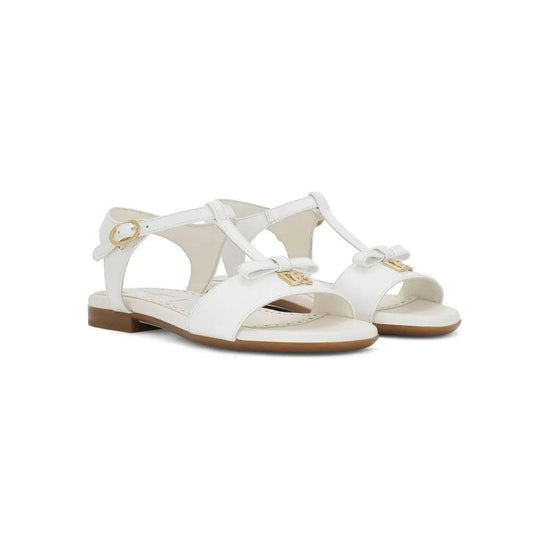 LOGO-PLAQUE T-BAR SANDALS IN WHITE