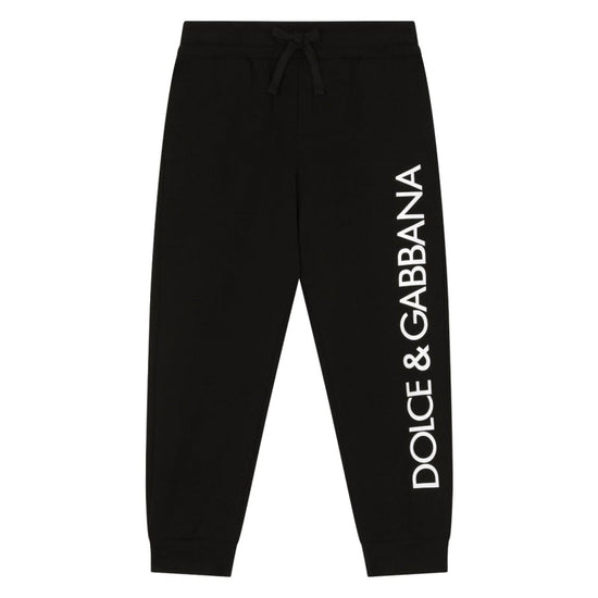 BLACK LOGO-PRINT TRACK PANTS