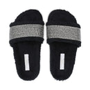 crystal-embellished black slides