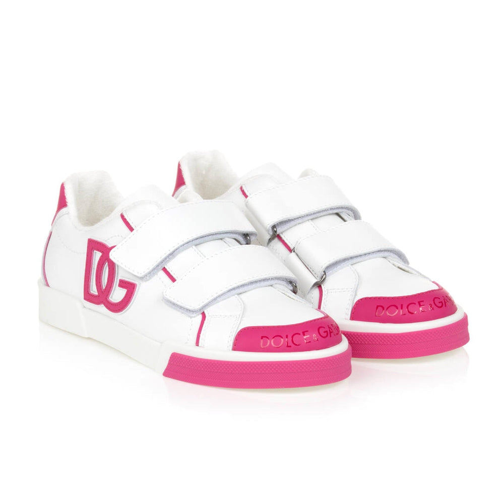 portofino light leather sneakers in white and pink