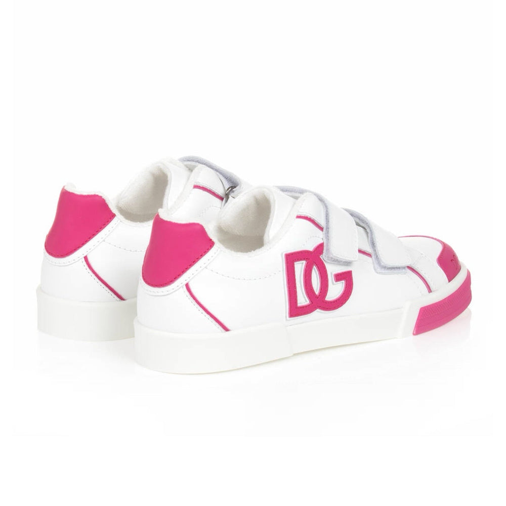 portofino light leather sneakers in white and pink