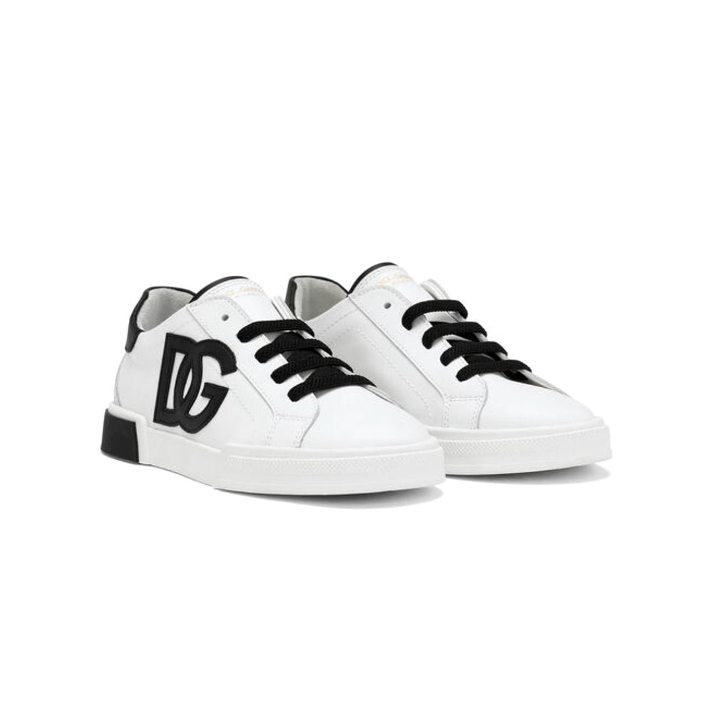 portofino light leather sneakers in black and white